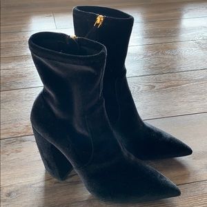 Black velvet Prada boots